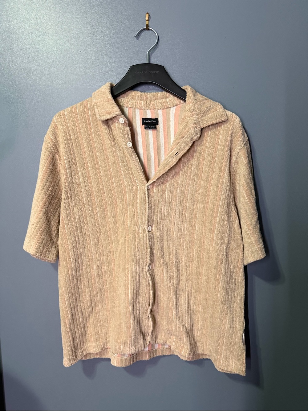 Standard Cloth Beige Short-Sleeve Button-Down Shirt